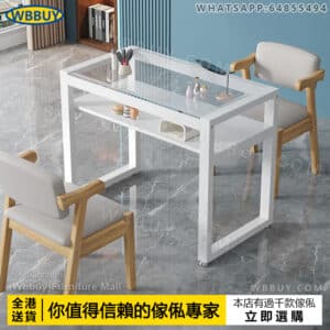 (Wbbuy)鋼化玻璃美甲桌 美甲枱 工作桌 美容桌 修甲桌 美甲檯 雙層桌 單人位 雙人位 包送貨