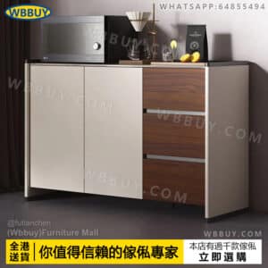 (Wbbuy)實木餐邊櫃 厨房櫃 置物櫃 收納櫃 雜物櫃 櫥櫃 靠墻客廳櫃 抽屜櫃 烤箱櫃 餐廳櫃 鋼化玻璃餐邊櫃 儲物櫃 包送貨