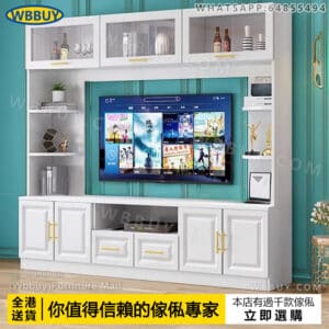(Wbbuy)實木電視櫃 隔斷櫃 客廳儲物櫃 置物櫃 收納櫃 書櫃 背景墻櫃 電視架 視聽櫃 娛樂櫃 歐式電視櫃 包送貨