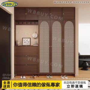 (Wbbuy)中古風超薄鞋櫃 翻斗鞋架 玄關櫃 高身鞋櫃 隔斷櫃 衣帽櫃 入戶鞋櫃 門口鞋櫃 藤編收納櫃 儲物鞋櫃 挂衣服櫃 窄身鞋櫃 包送貨